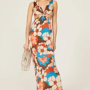 Ronny Kobo Sammy Cutout Maxi Vibrant Floral Maxi Dress XS